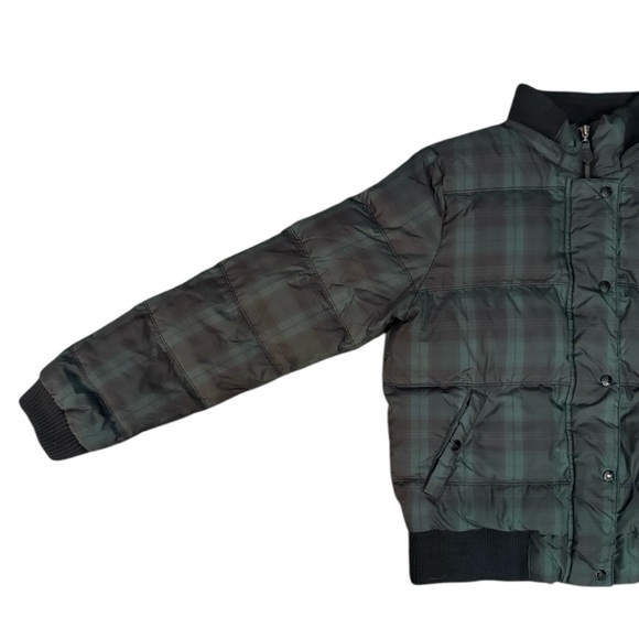 American Eagle Green Black Plaid Down Jacket Removable Hood Worn Once Size Large - Picture 5 of 11